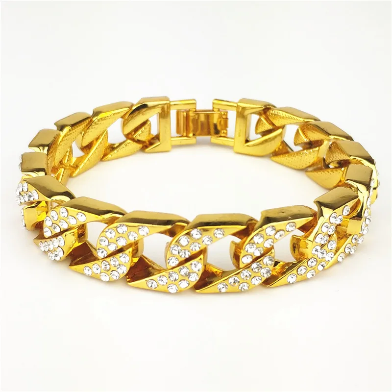 High quality exaggerated alloy full diamond bracelet hip hop cuban link bracelet men bracelet, Gold
High quality exaggerated alloy full diamond bracelet hip hop cuban link bracelet men bracelet, Gold