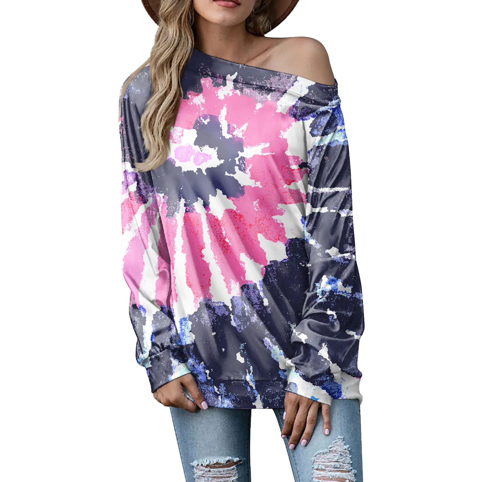 Bluse woman fashion clothing long sleeves pink color plus size top oem tie dye patchwork personalized slanted shoulder blouse
Bluse woman fashion clothing long sleeves pink color plus size top oem tie dye patchwork personalized slanted shoulder blouse