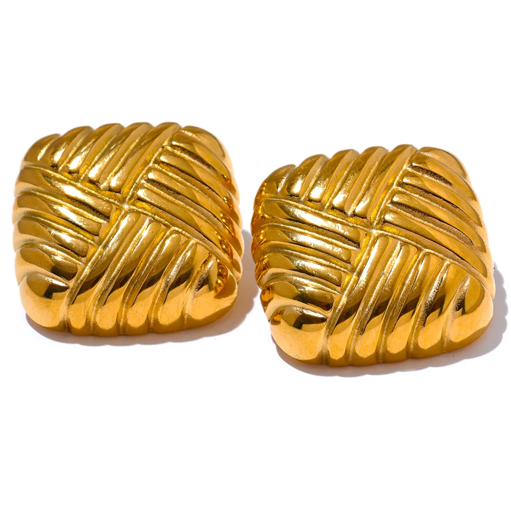 JINYOU 2891 Statement Stainless Steel Square Stud Earrings Gold Silver Texture Metal Stripe Attractive Vintage Jewelry Women
JINYOU 2891 Statement Stainless Steel Square Stud Earrings Gold Silver Texture Metal Stripe Attractive Vintage Jewelry Women