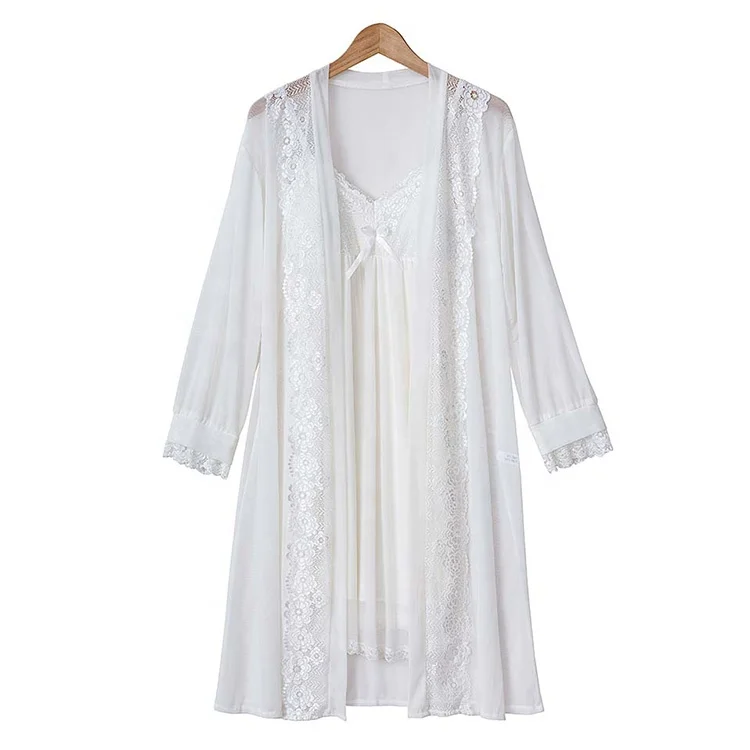 Fashion White Nightgown With Robe Solid Lace Transparent Night Gown Two Piece Suit Short Sleepwear, Customized color
Fashion White Nightgown With Robe Solid Lace Transparent Night Gown Two Piece Suit Short Sleepwear, Customized color