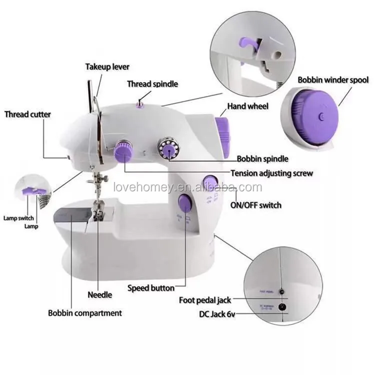 Home Use Portable Household Electric Mini Sewing Machine Speed Adjustment Children Child DIY Toy Sewing Machine