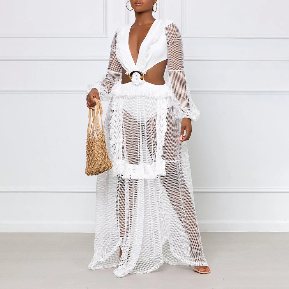 summer V-neck long sleeve mesh fabric white plus boho dress hollow out backless summer bohemian dress
summer V-neck long sleeve mesh fabric white plus boho dress hollow out backless summer bohemian dress