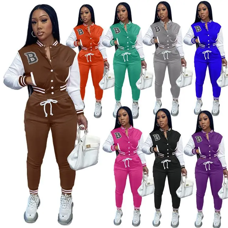 Varsity Jackets Custom 2021 Winter Hot Sale Outfits Baseball Jogging Sweatsuit Two Piece Set For Women
Varsity Jackets Custom 2021 Winter Hot Sale Outfits Baseball Jogging Sweatsuit Two Piece Set For Women