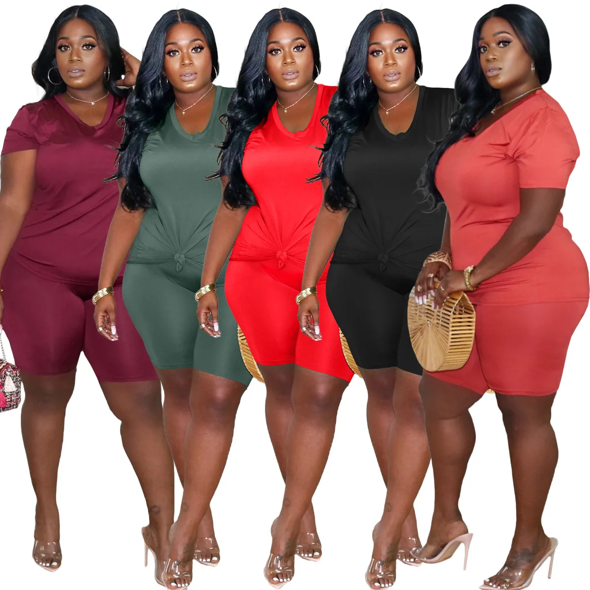 Wholesale Fashion 5xl Women Clothing Solid Color Custom Short Sleeves Casual Plus Size Summer Women 2 Piece Set
Wholesale Fashion 5xl Women Clothing Solid Color Custom Short Sleeves Casual Plus Size Summer Women 2 Piece Set