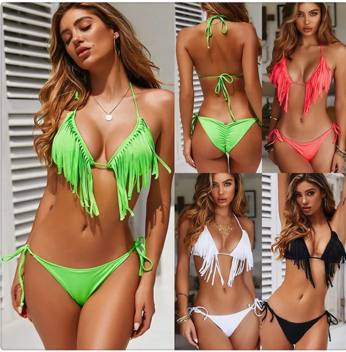 GCC Trendy Tassel Chest Pad Gathers Fluorescent Solid Color Women Swimsuit Split Bikini
GCC Trendy Tassel Chest Pad Gathers Fluorescent Solid Color Women Swimsuit Split Bikini