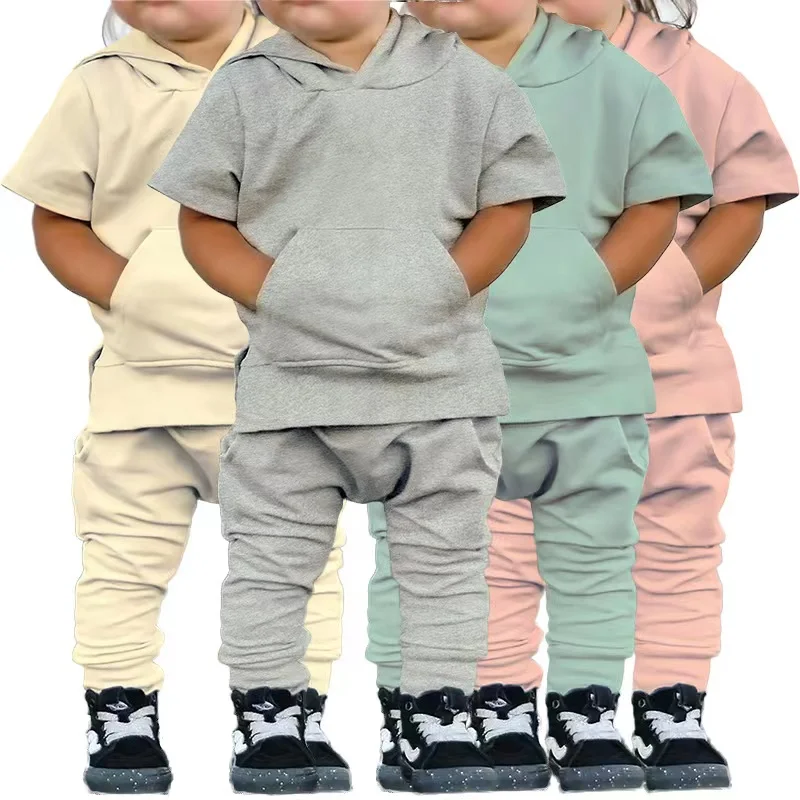 KTFS Kids Boys Tracksuits Summer Short Sleeve Hoodies Long Pants 2pcs Children Jogging Sets OEM Casual Kids Girls Outfits
KTFS Kids Boys Tracksuits Summer Short Sleeve Hoodies Long Pants 2pcs Children Jogging Sets OEM Casual Kids Girls Outfits