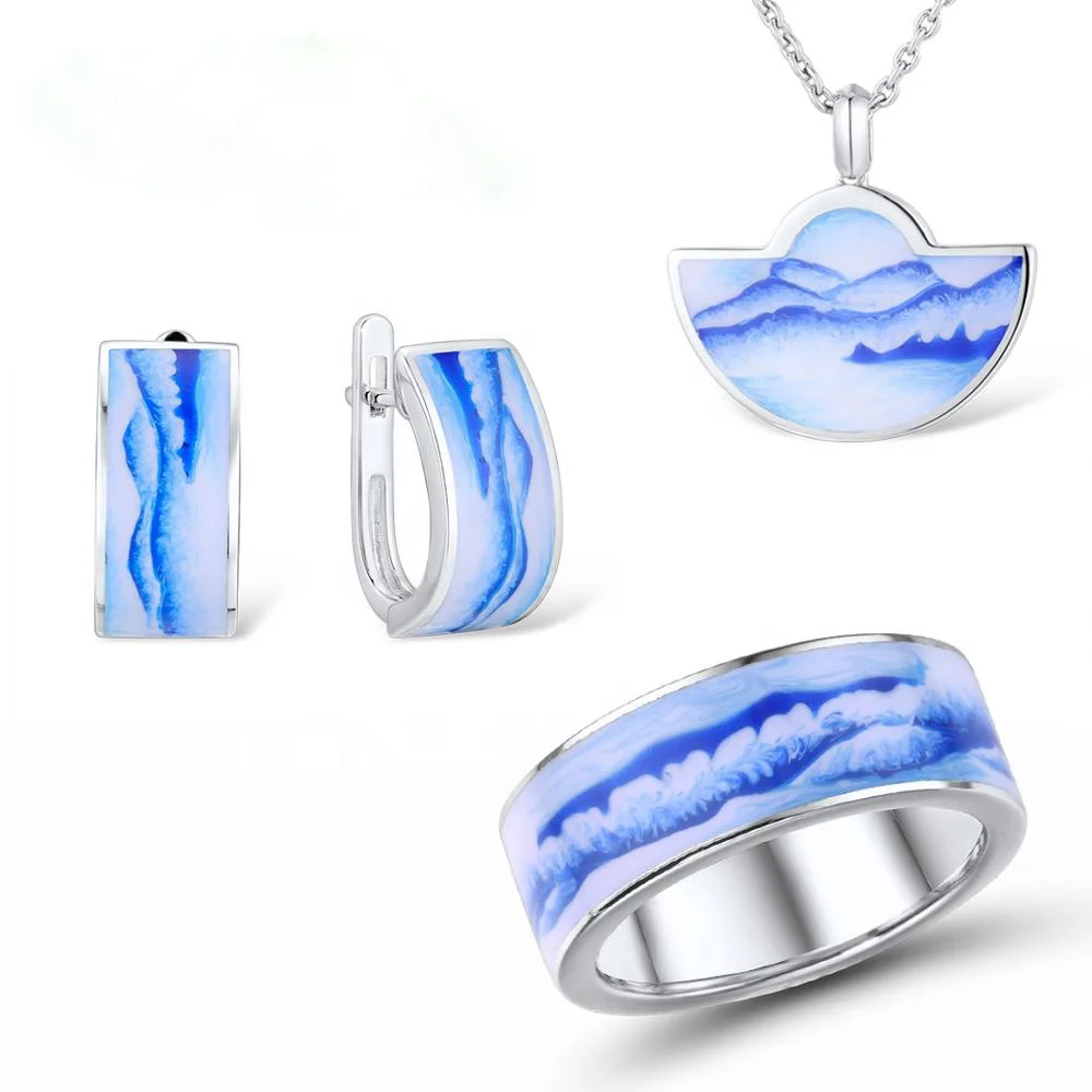 Jewelry Set for Women Pure Blue Mountain Sea Earrings Pendant Ring Set Poetic Fine Jewelry
Jewelry Set for Women Pure Blue Mountain Sea Earrings Pendant Ring Set Poetic Fine Jewelry