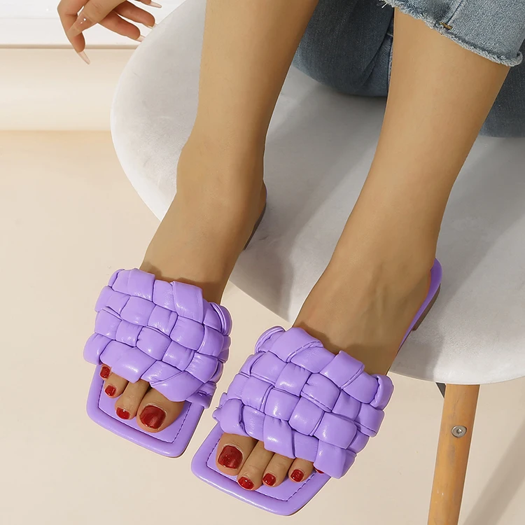 2022 Spring Summer Solid Color Square Toe Slip On Slide Shoes Ladies Woven Flat Slippers, Purple,light blue,white,blue,black
2022 Spring Summer Solid Color Square Toe Slip On Slide Shoes Ladies Woven Flat Slippers, Purple,light blue,white,blue,black