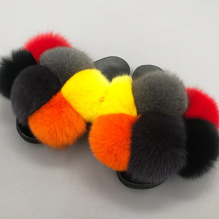 Free shipping wholesale 30 color fluffy pom pom real fox big fur sandals slides slippers, Customized color
Free shipping wholesale 30 color fluffy pom pom real fox big fur sandals slides slippers, Customized color