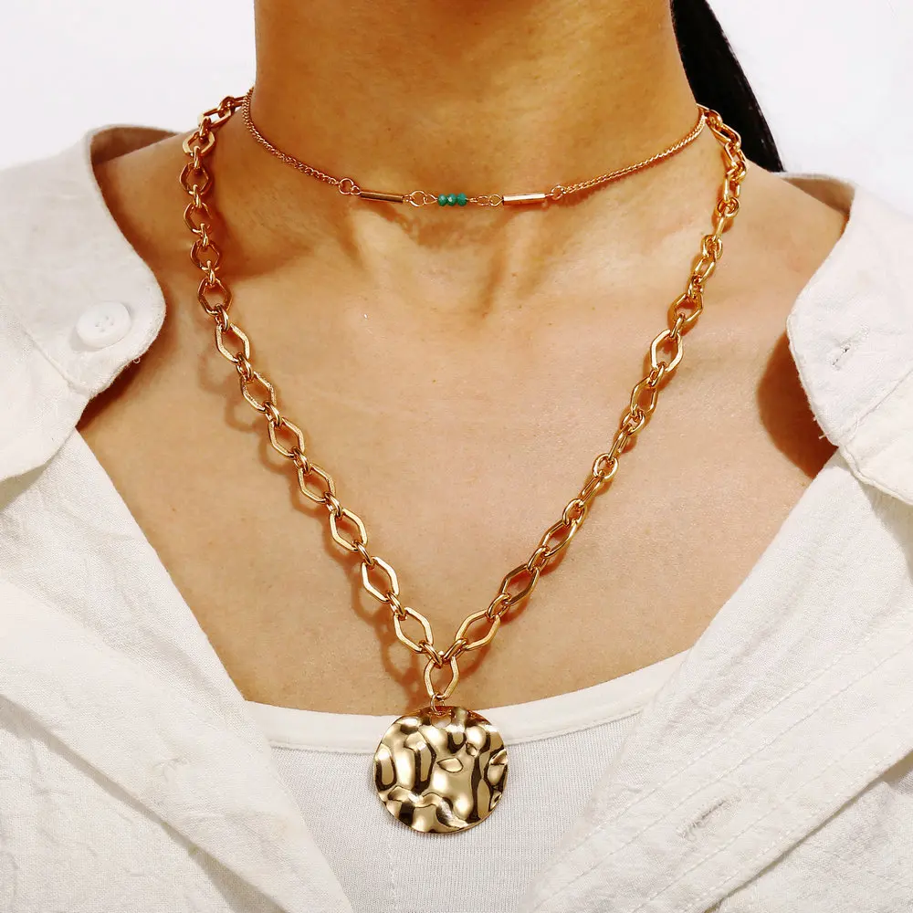 Women Gold Color Beads Chain Choker Gothic Creative Round Metal Pendant Multilayer Necklaces Jewelry (KNK5233), Silver, gold
Women Gold Color Beads Chain Choker Gothic Creative Round Metal Pendant Multilayer Necklaces Jewelry (KNK5233), Silver, gold