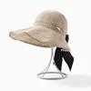 Q597 Sun Visor Hats for Women Wide Brim Straw Roll Up Ponytail Summer Beach Hat UV UPF 50 Packable Foldable Travel Straw Hats