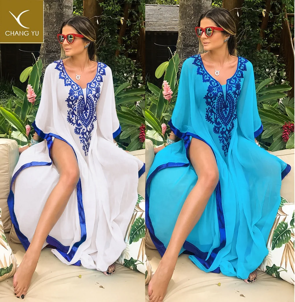 Women sexy caftan Oversized chiffon embroidered jalabiya beach blouse holiday beach dress
Women sexy caftan Oversized chiffon embroidered jalabiya beach blouse holiday beach dress