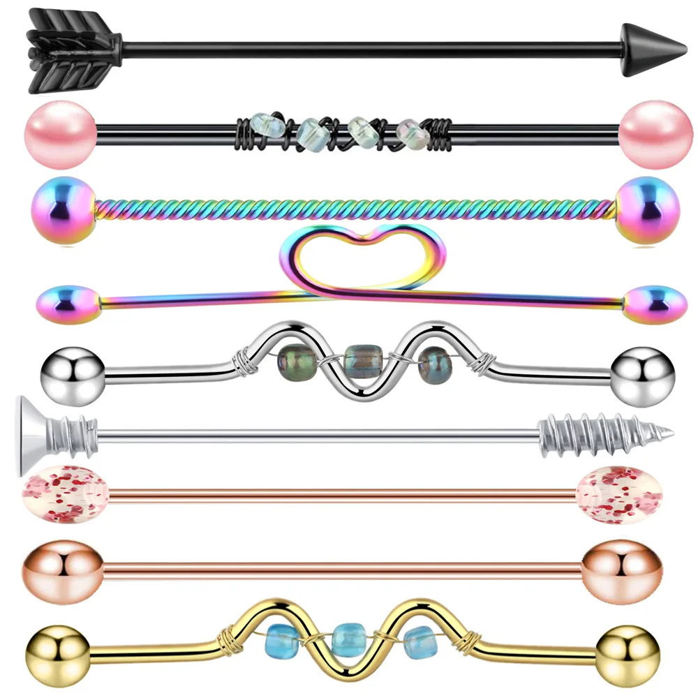 Stainless Steel Industrial Barbell Cartilage Tragus Earring Helix Body Piercing Jewelry
Stainless Steel Industrial Barbell Cartilage Tragus Earring Helix Body Piercing Jewelry