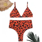 AliExpress Explosions European and American Swimwear Leopard Print Sexy High Waist Split Bikini 2019