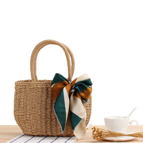 Wholesale low price basket straw beach tote handbags with scarf for women rattan beach bag, Custom color
Wholesale low price basket straw beach tote handbags with scarf for women rattan beach bag, Custom color