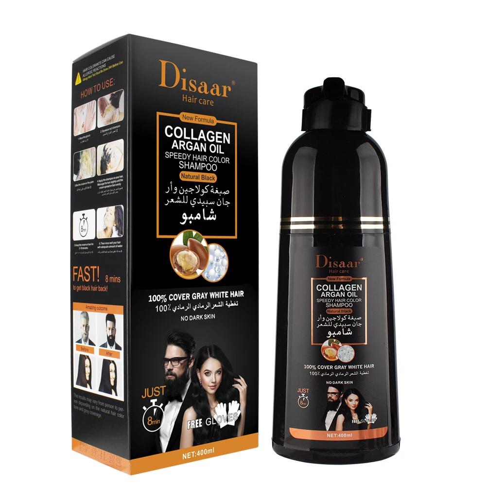 Disaar Argan Oil Speedy Hair Color Shampoo Cover Gray White Hair Organic Hair Dye Shampoo Of Black, Natural black
Disaar Argan Oil Speedy Hair Color Shampoo Cover Gray White Hair Organic Hair Dye Shampoo Of Black, Natural black