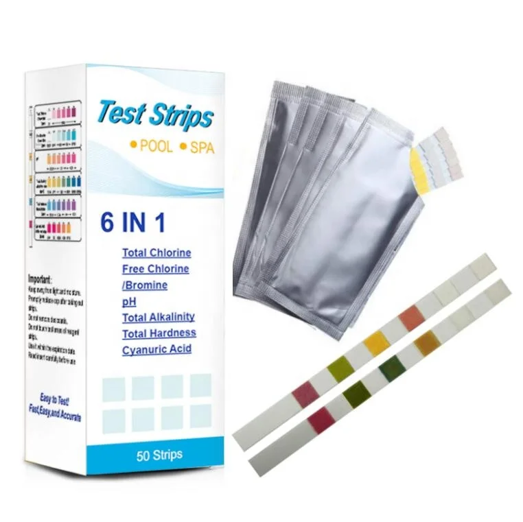 

Swimming pool spa hot tub 6 in 1 water test strips for hardness chlorine pH testing