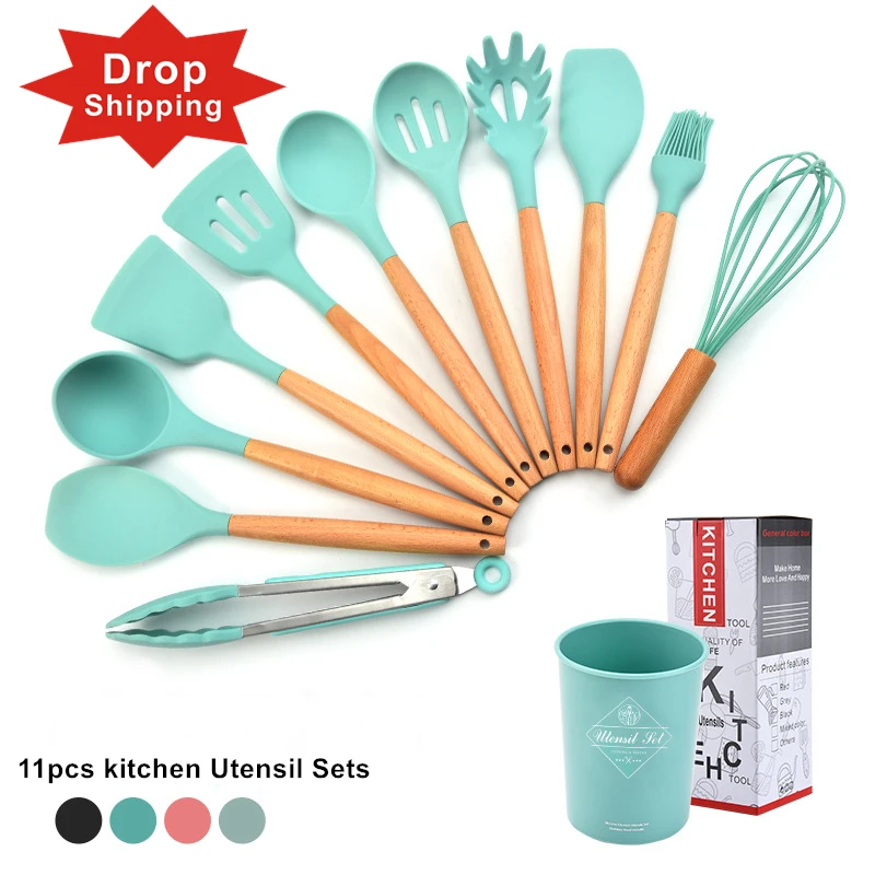 Dropshipping 11 Pcs Heat-resistant Silicone Utensils Comfortable Wood Handle Cooking Kitchen Tools Set
Dropshipping 11 Pcs Heat-resistant Silicone Utensils Comfortable Wood Handle Cooking Kitchen Tools Set