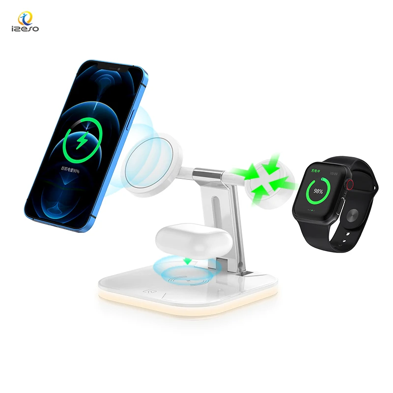 New Products 2021 10W Fast Wireless Magnetic Charger 3 in 1 Wireless Charging Stand Folding Portable Wireless Charge Dock 
New Products 2021 10W Fast Wireless Magnetic Charger 3 in 1 Wireless Charging Stand Folding Portable Wireless Charge Dock