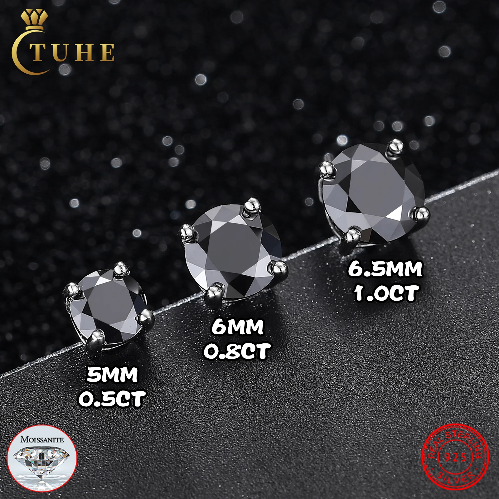 Fine Jewelry Men's 925 Sterling Silver Pass Diamond Tester Black VVS Moissanite Screw Back Solitaire Stud Earrings For Women
Fine Jewelry Men's 925 Sterling Silver Pass Diamond Tester Black VVS Moissanite Screw Back Solitaire Stud Earrings For Women