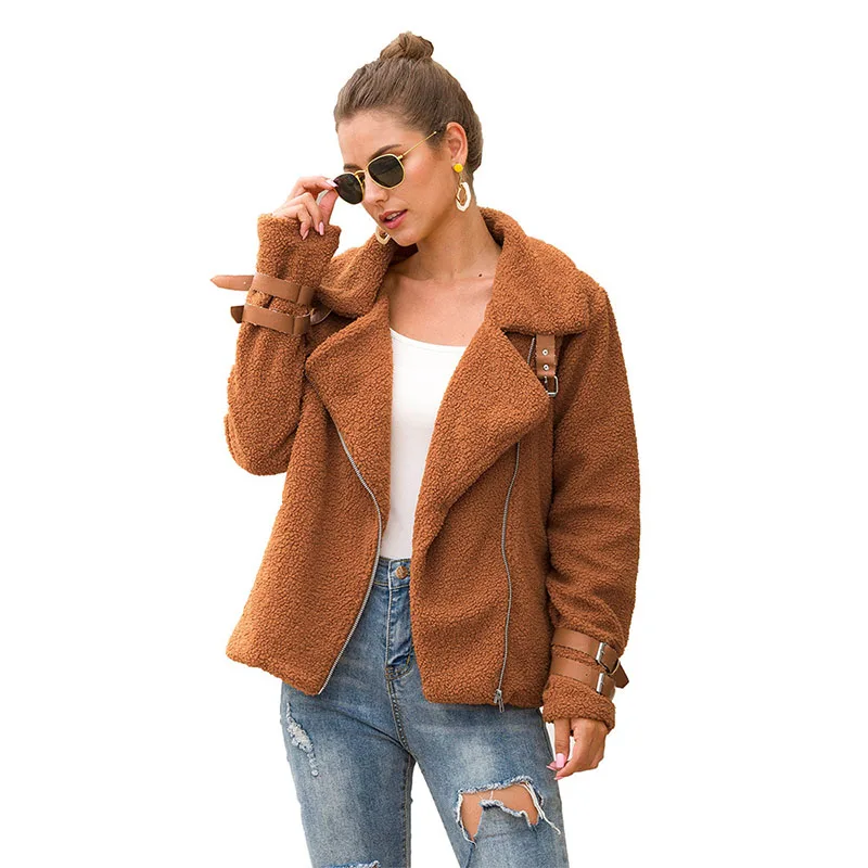 Winter Streetwear Long Sleeve Turndown Collar Brown Thick Polar Fleece Outerwear Coat
Winter Streetwear Long Sleeve Turndown Collar Brown Thick Polar Fleece Outerwear Coat
