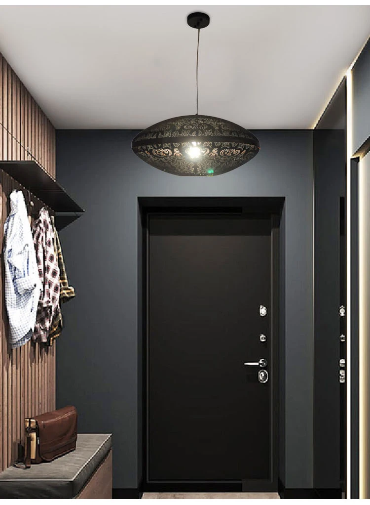 Industrial metal black chandelier home decoration interior lighting simple pendant light