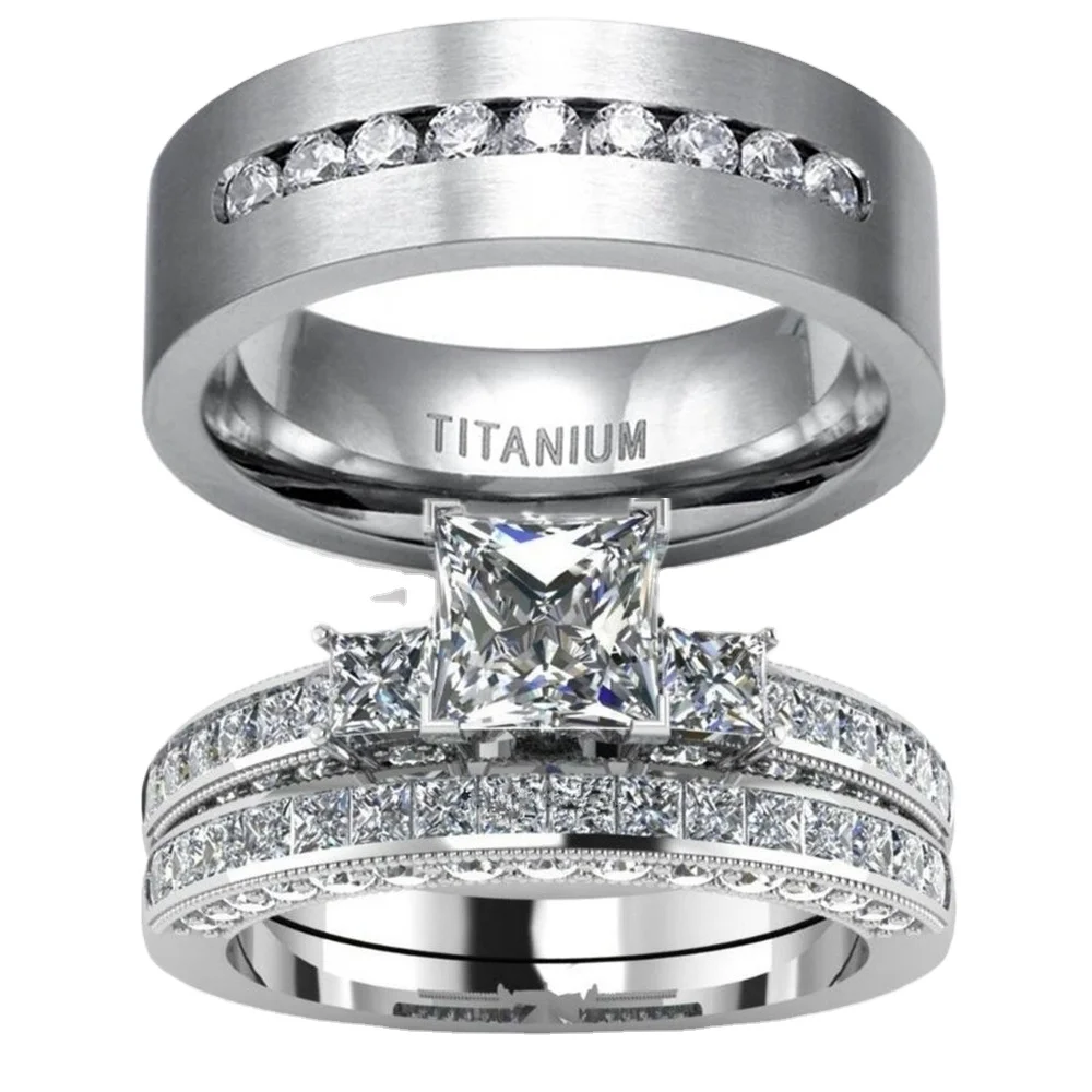 Wedding ring Set His Hers Couples Rings Women's Engagement Ring Bridal Sets 
Wedding ring Set His Hers Couples Rings Women's Engagement Ring Bridal Sets