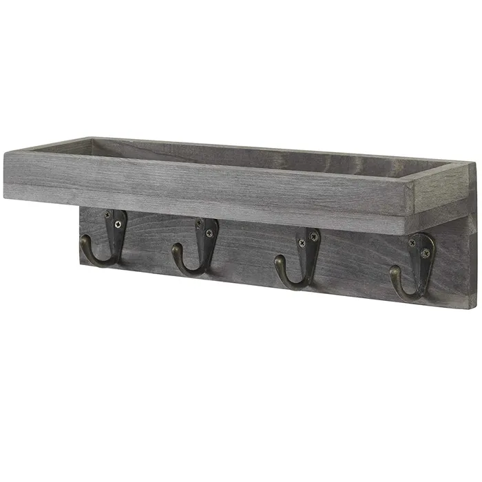 Grey Luxury Home Decor Wall Mounted Entryway Small Wooden Shelf with 4 Vintage Key Hooks, Customized color
Grey Luxury Home Decor Wall Mounted Entryway Small Wooden Shelf with 4 Vintage Key Hooks, Customized color