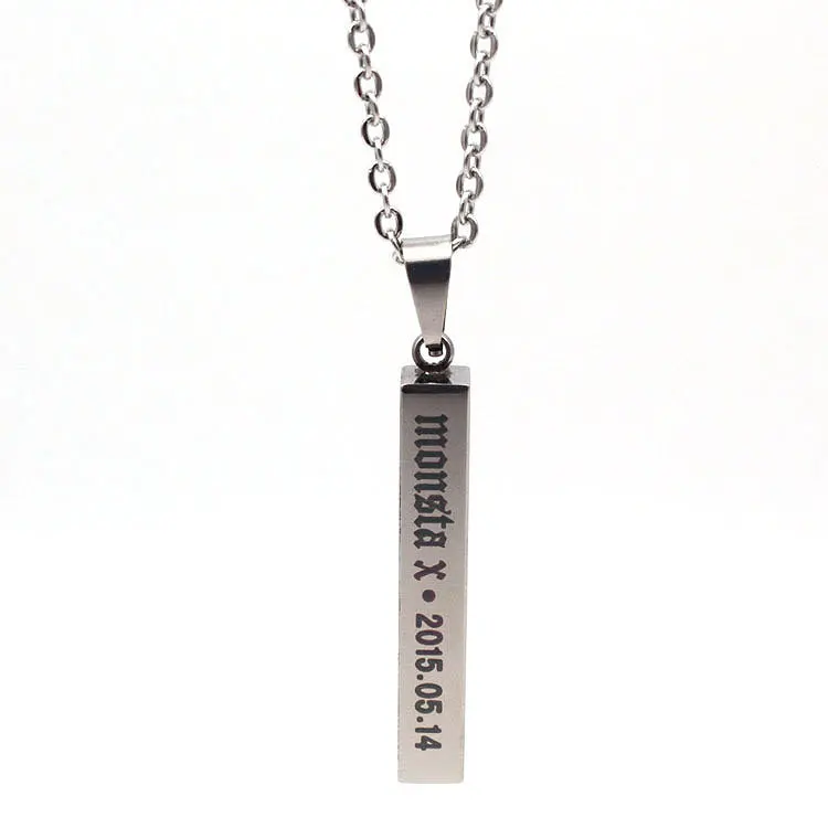 Japan And Korea Popular Film Star Jewelry Stainless Steel Personalized Gift Letter MONSTA X 2015.05.14 Bar Pendant Necklace
Japan And Korea Popular Film Star Jewelry Stainless Steel Personalized Gift Letter MONSTA X 2015.05.14 Bar Pendant Necklace