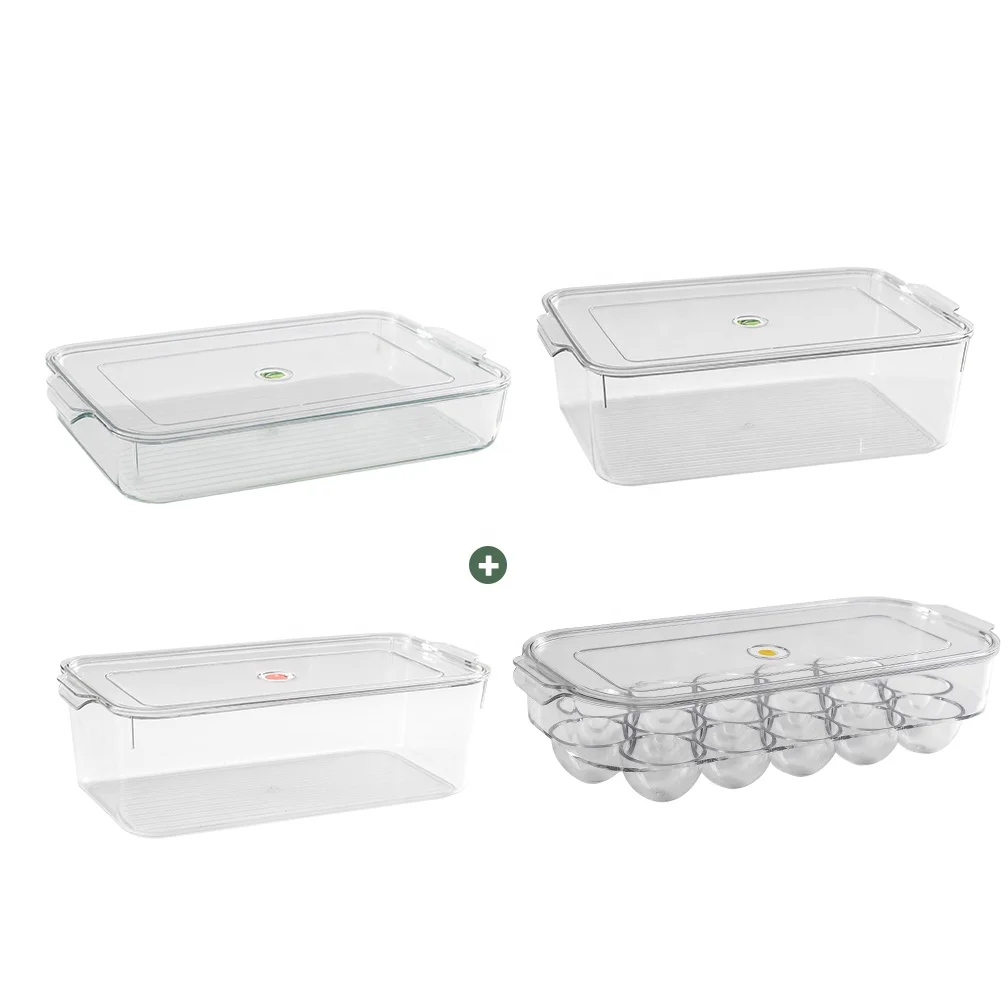 BAOYOUNI 4pcs/set Clear Plastic Kitchen Foot Storage Box Egg Holder Freezer Organizer Fridge Container Set with Lid
BAOYOUNI 4pcs/set Clear Plastic Kitchen Foot Storage Box Egg Holder Freezer Organizer Fridge Container Set with Lid