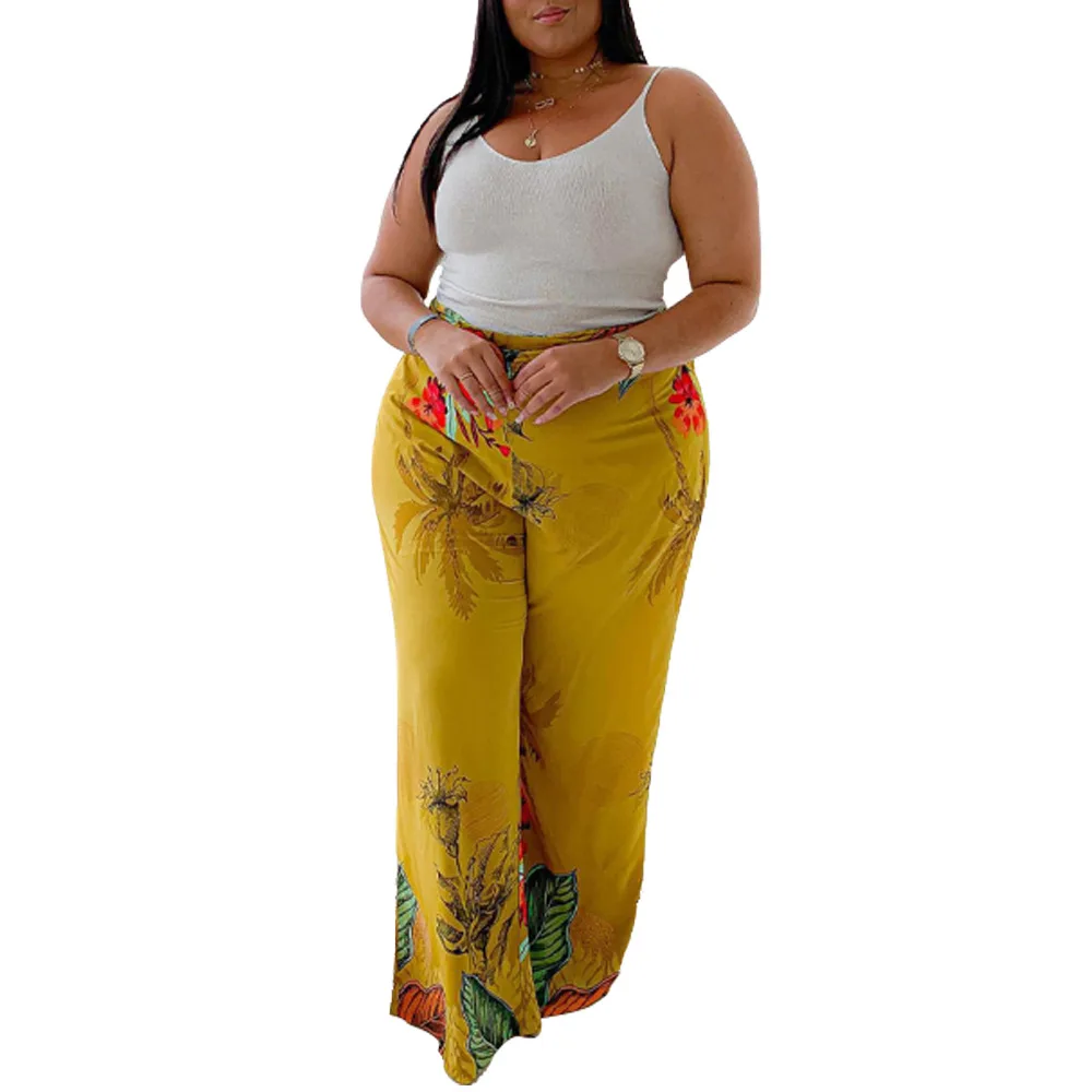 F21802A 2021 in stock Hot style large size floral printing loose casual pants & trousers women's plus size pants, Yellow
F21802A 2021 in stock Hot style large size floral printing loose casual pants & trousers women's plus size pants, Yellow