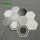 white marble look and black hexagon tile 200x230mm hexagon bathroom ceramic porcelain floor hexagonal tile
