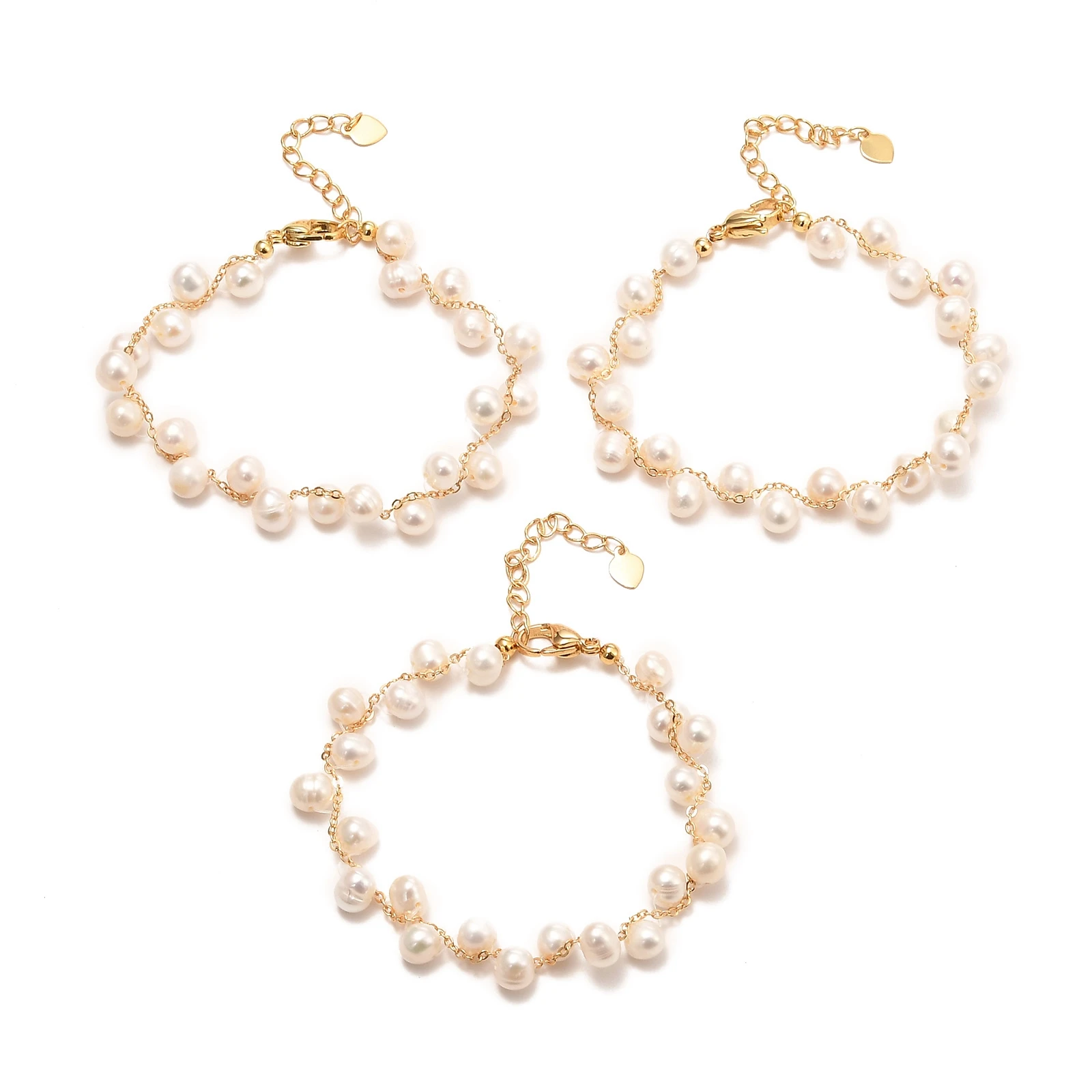 PandaHall Real 18K Gold Plated White Natural Pearl Beaded Bracelets with Brass Chain
PandaHall Real 18K Gold Plated White Natural Pearl Beaded Bracelets with Brass Chain