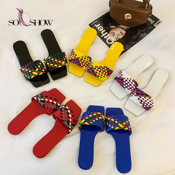 China wholesale PU low price Woven upper colors flat slipper sandals for women and ladies size plus
China wholesale PU low price Woven upper colors flat slipper sandals for women and ladies size plus