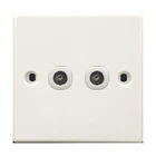 High quality long life classic 86 type white color two gang double TV television socket outlet