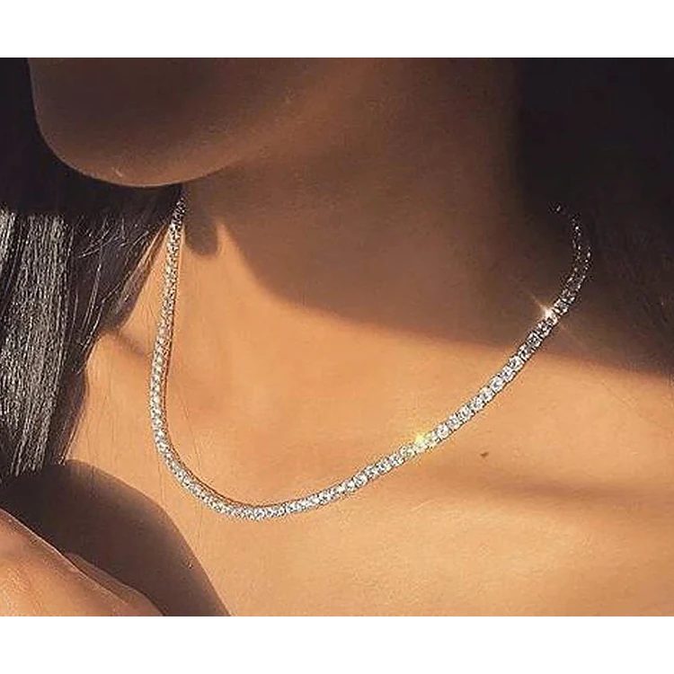 Custom Moissanite Cz 3mm 2.5mm 2mm Gold Plated Diamond Chain Tennis Necklace Chain For Women, Silver, gold
Custom Moissanite Cz 3mm 2.5mm 2mm Gold Plated Diamond Chain Tennis Necklace Chain For Women, Silver, gold