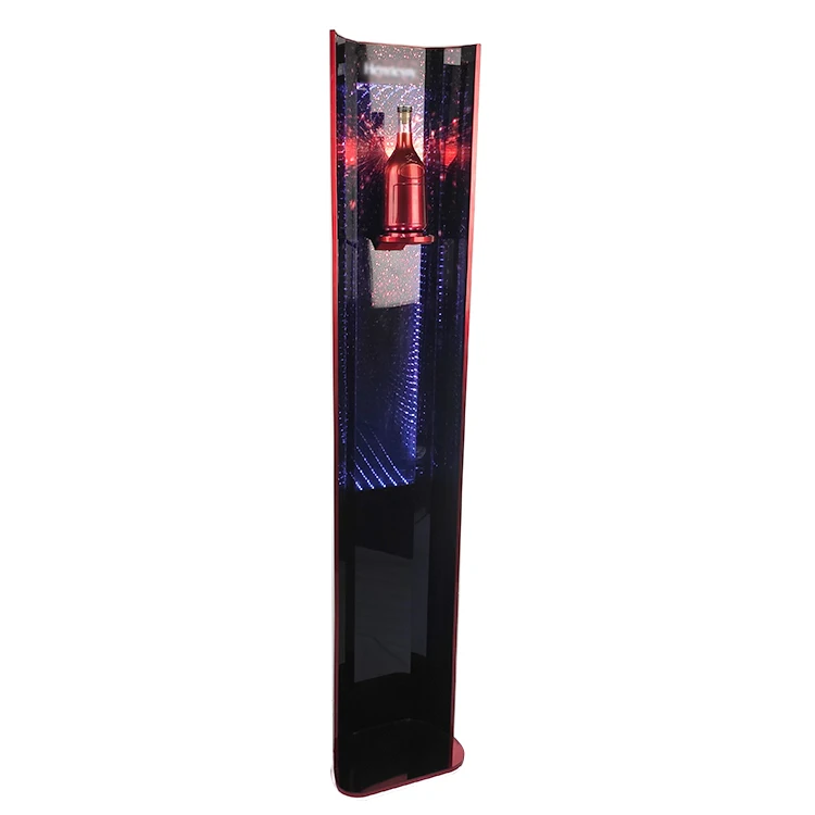 OEM/ODM Factory Shop Floor Metal Wine Bottle Rack Holder LED Acrylic Display Stand for Wine