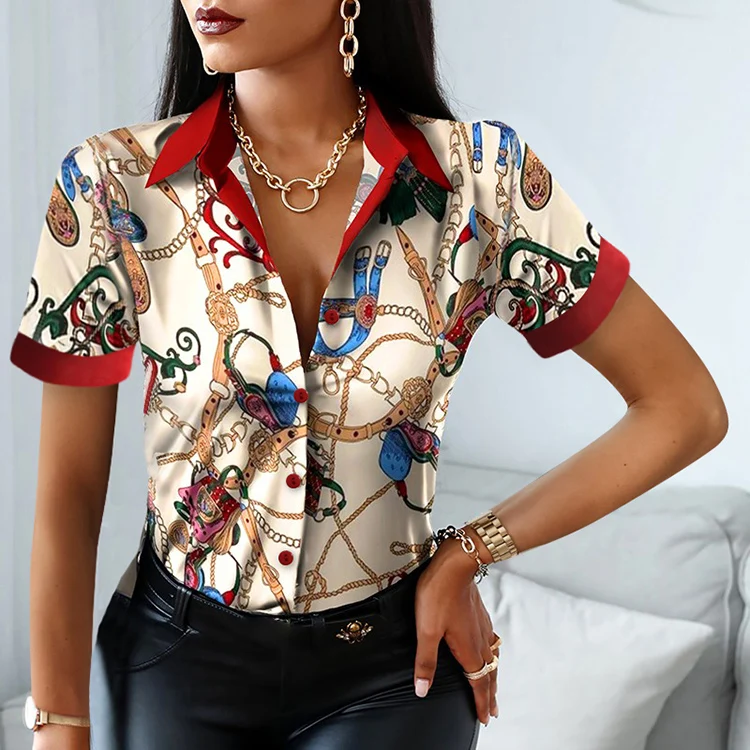 Individual Print Button Up Short Sleeve Blouse Modern Fashion Streetwear Womens Blouses 2021, Red
Individual Print Button Up Short Sleeve Blouse Modern Fashion Streetwear Womens Blouses 2021, Red