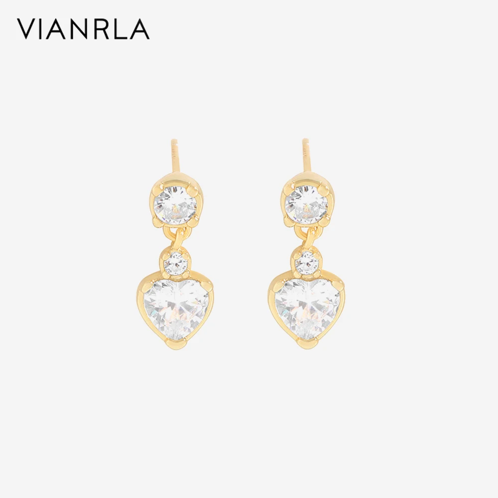 VIANRLA 925 Sterling Silver White Zircon Heart Pendant Stud Earrings Elegant 18k Gold Plated Women Jewelry Gift Drop Shipping 
VIANRLA 925 Sterling Silver White Zircon Heart Pendant Stud Earrings Elegant 18k Gold Plated Women Jewelry Gift Drop Shipping