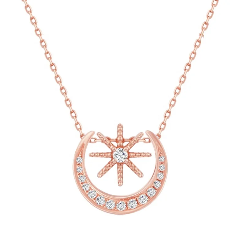 ML40 Newest Rose Gold Color Glowing Universe hexagram shape 92.5% Sterling Silver Star Moon Necklace
ML40 Newest Rose Gold Color Glowing Universe hexagram shape 92.5% Sterling Silver Star Moon Necklace
