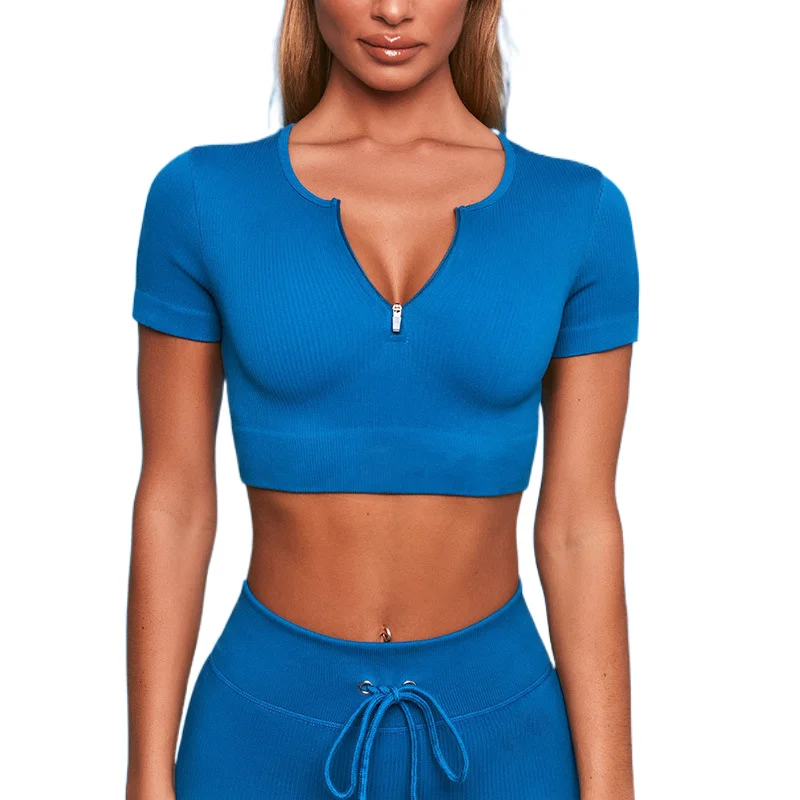 Seamless Quick Drying Super Elastic Yoga T-shirt Front Zipper Gym Fitness Training Sports Yoga Top Workout Clothing 
Seamless Quick Drying Super Elastic Yoga T-shirt Front Zipper Gym Fitness Training Sports Yoga Top Workout Clothing