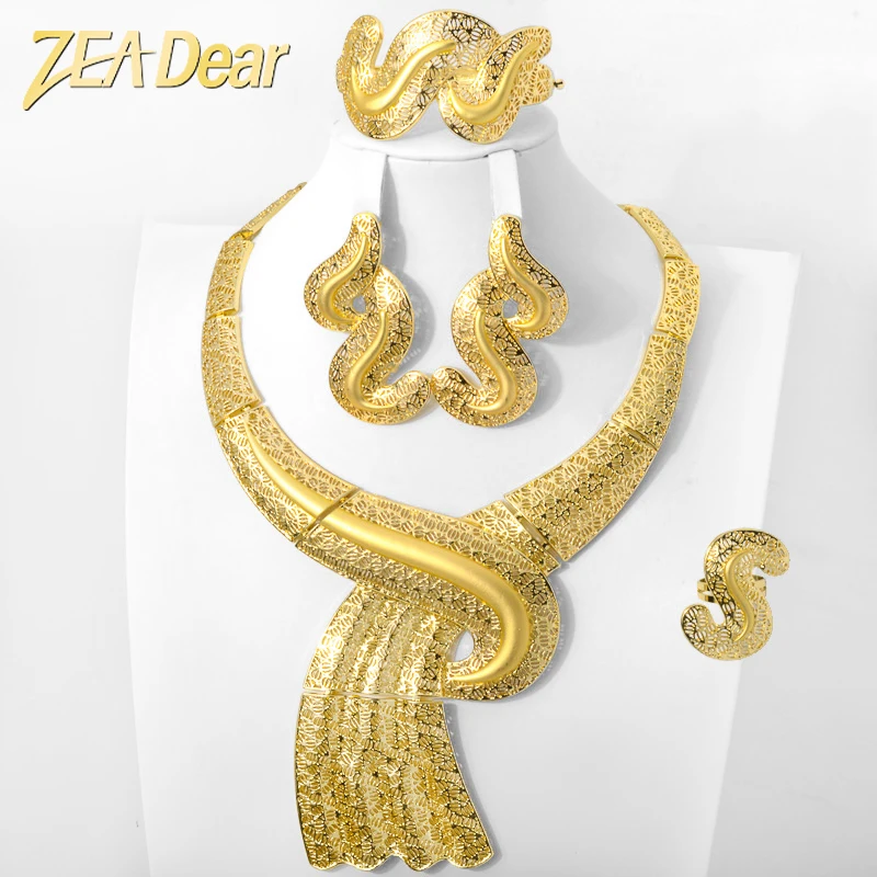 Quality Promotional 14K Gold Dubai Jewelry Set Necklace And Earrings Jewellery Sets
Quality Promotional 14K Gold Dubai Jewelry Set Necklace And Earrings Jewellery Sets