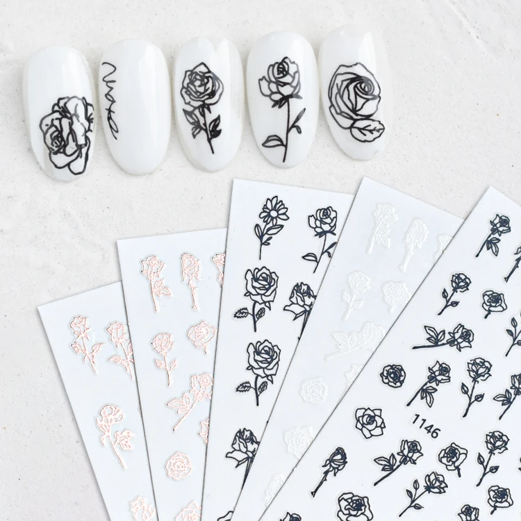 Self-Adhesive Black Rose Nail Stickers French Hollow Flower Nail Art Design Manicure DIY Acrylic Nails
Self-Adhesive Black Rose Nail Stickers French Hollow Flower Nail Art Design Manicure DIY Acrylic Nails