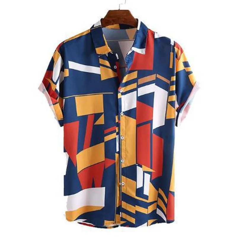 Men's printed new short-sleeved blouse Geometric print lapel color matching spring summer men's casual shirts
Men's printed new short-sleeved blouse Geometric print lapel color matching spring summer men's casual shirts