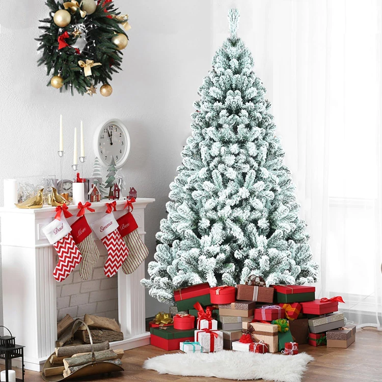 8 Feet Artificial Snow Flocked Christmas Tree Hinged Christmas Tree with Metal Stand
8 Feet Artificial Snow Flocked Christmas Tree Hinged Christmas Tree with Metal Stand