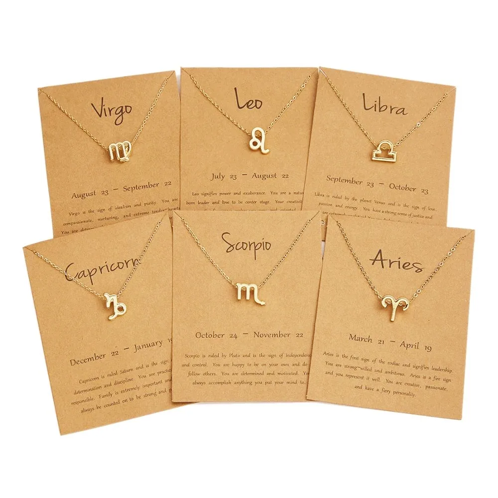 Female Elegant 12 Zodiac Sign Necklace Pendants Charm Gold Chain Choker Astrology Necklaces
Female Elegant 12 Zodiac Sign Necklace Pendants Charm Gold Chain Choker Astrology Necklaces
