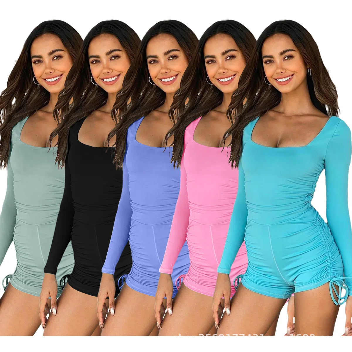 Slinky Long Sleeve Play suit Women Summer Ruched Backless Sexy Rompers Female Square Collar Sport Biker Shorts Jumpsuit
Slinky Long Sleeve Play suit Women Summer Ruched Backless Sexy Rompers Female Square Collar Sport Biker Shorts Jumpsuit