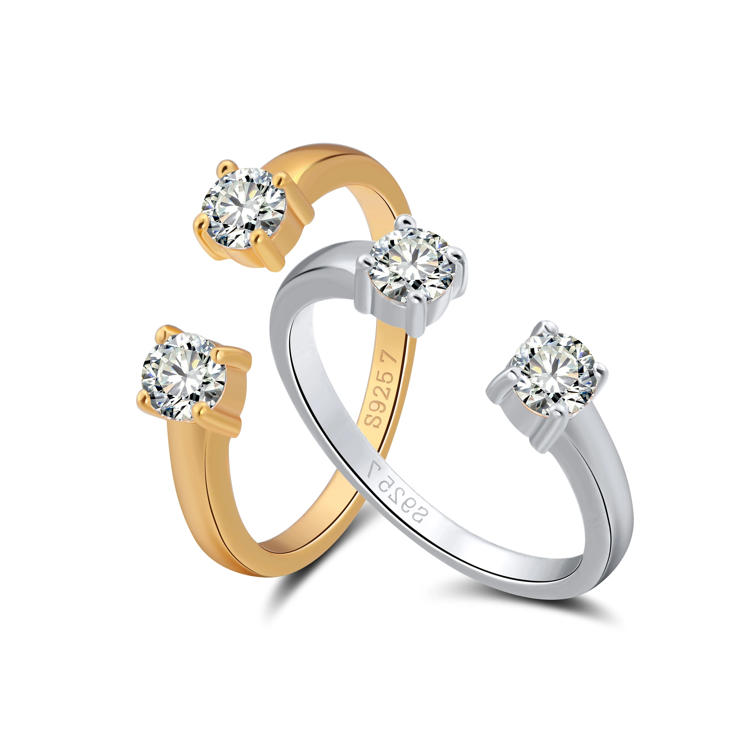 RINNTIN SR60 Party Jewelry For Women Real 925 Sterling Silver Rings Open Design Silver&Gold Color Zircon Adjustable Ring
RINNTIN SR60 Party Jewelry For Women Real 925 Sterling Silver Rings Open Design Silver&Gold Color Zircon Adjustable Ring