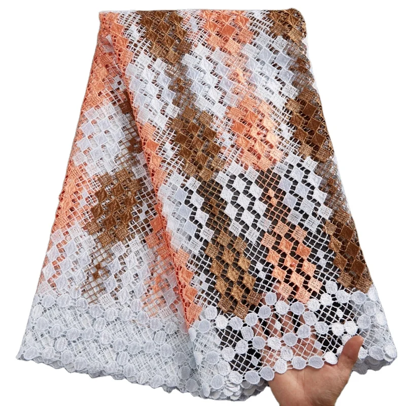 New High Quality African Guipure Lace Fabric With Stones Colorful Water Soluble Cord Lace Fabric Guipure For Wedding Party 2592
New High Quality African Guipure Lace Fabric With Stones Colorful Water Soluble Cord Lace Fabric Guipure For Wedding Party 2592