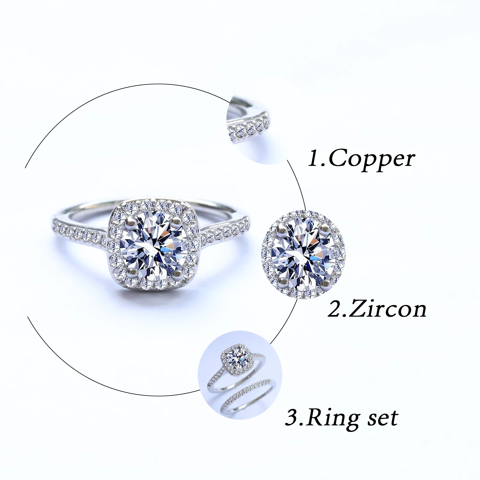 Round Brilliant Eight Stars Eight Arrows Halo Diamond Rings Stackable Wedding Ring Set Bridal Engagement Finger Ring Jewelry, Silver color
Round Brilliant Eight Stars Eight Arrows Halo Diamond Rings Stackable Wedding Ring Set Bridal Engagement Finger Ring Jewelry, Silver color